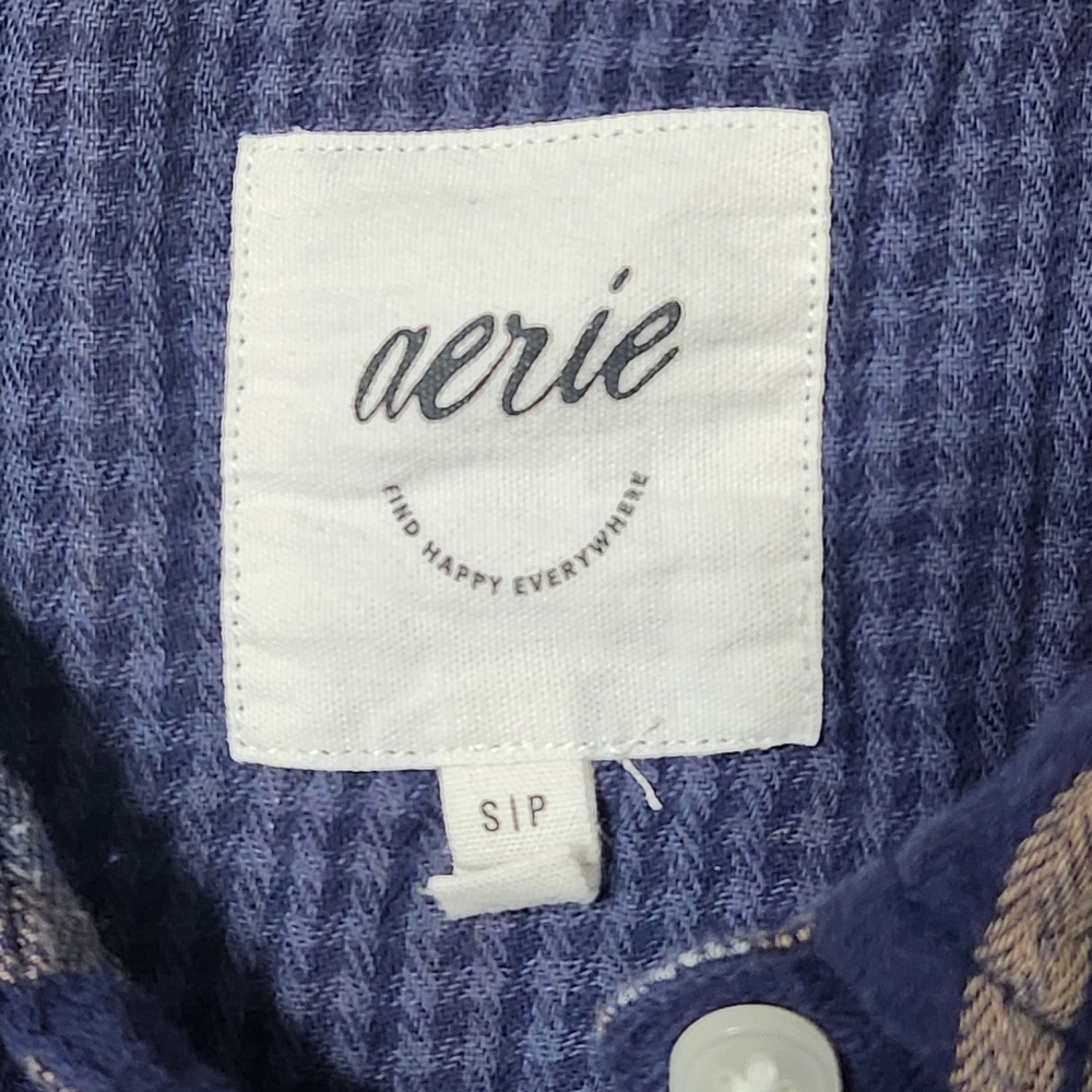 Aerie Womens‎ Flannel Shirt Small Plaid Long Sleeve Button Up Casual Top - Picture 4 of 8